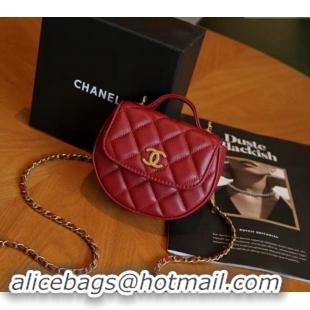 Top Design Chanel Quilted Calfskin Clutch with Chain and Top Handle CH102209 Red 2024