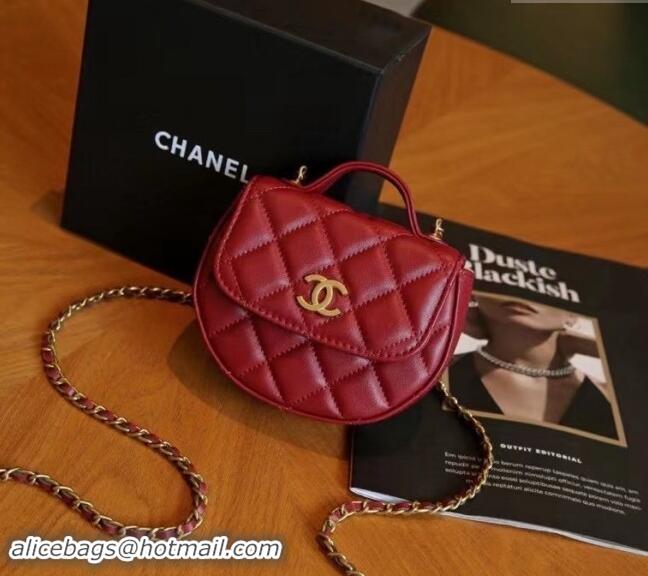 Top Design Chanel Quilted Calfskin Clutch with Chain and Top Handle CH102209 Red 2024