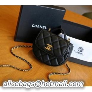 Top Quality Chanel Quilted Calfskin Clutch with Chain and Top Handle CH102209 Black 2024