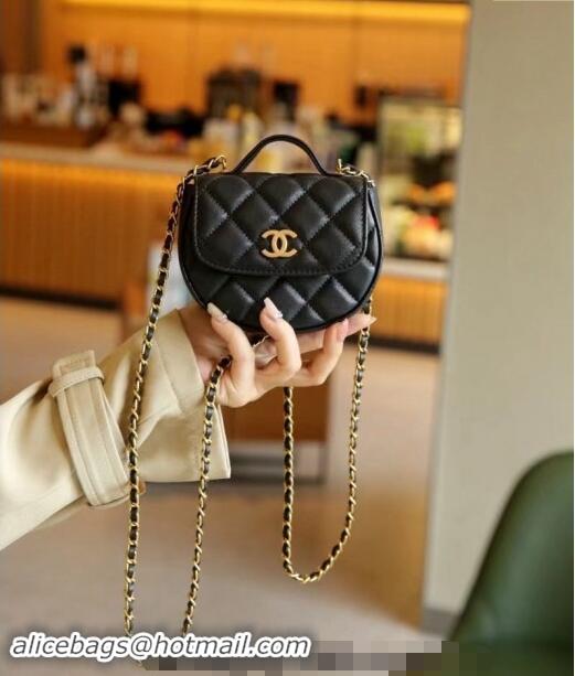 Top Quality Chanel Quilted Calfskin Clutch with Chain and Top Handle CH102209 Black 2024