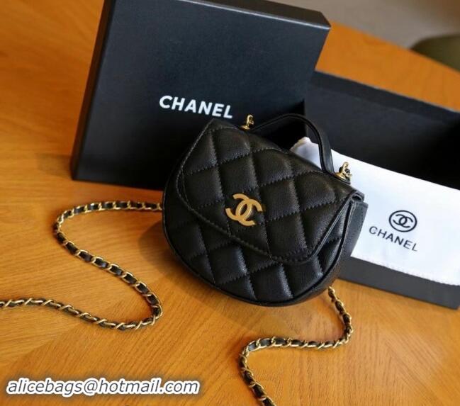 Top Quality Chanel Quilted Calfskin Clutch with Chain and Top Handle CH102209 Black 2024