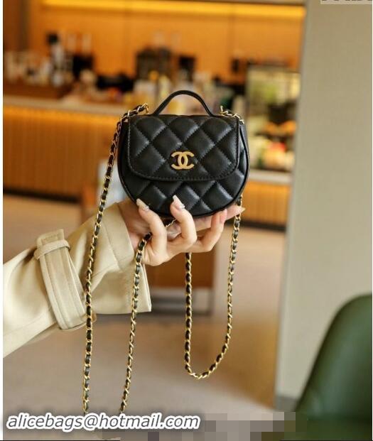 Top Quality Chanel Quilted Calfskin Clutch with Chain and Top Handle CH102209 Black 2024