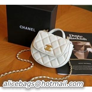 New Fashion Chanel Quilted Calfskin Clutch with Chain and Top Handle CH102209 White 2024