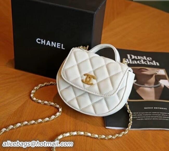 New Fashion Chanel Quilted Calfskin Clutch with Chain and Top Handle CH102209 White 2024