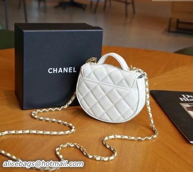 New Fashion Chanel Quilted Calfskin Clutch with Chain and Top Handle CH102209 White 2024