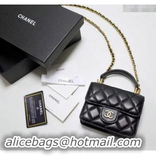 Top Grade Chanel Quilted Calfskin Clutch with Chain and Top Handle CH102210 Black 2024