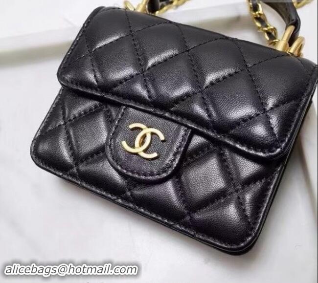 Top Grade Chanel Quilted Calfskin Clutch with Chain and Top Handle CH102210 Black 2024