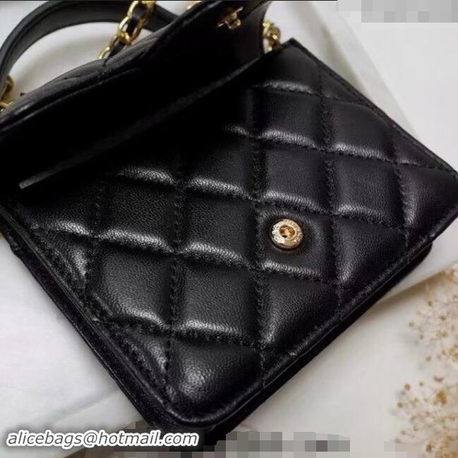 Top Grade Chanel Quilted Calfskin Clutch with Chain and Top Handle CH102210 Black 2024