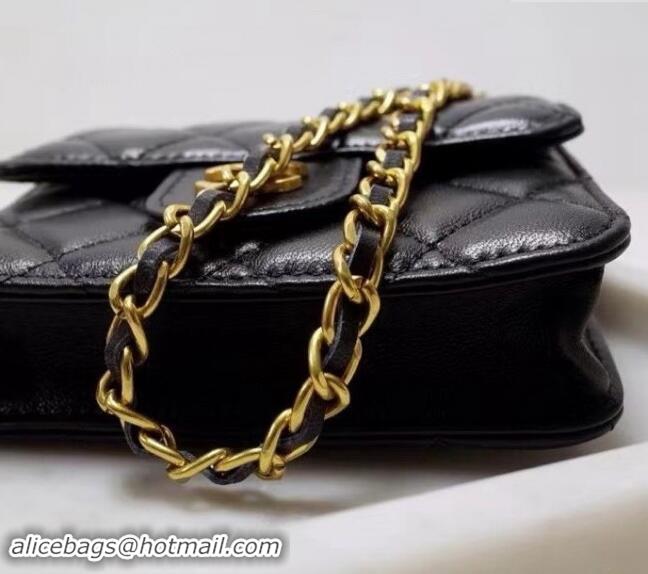 Top Grade Chanel Quilted Calfskin Clutch with Chain and Top Handle CH102210 Black 2024