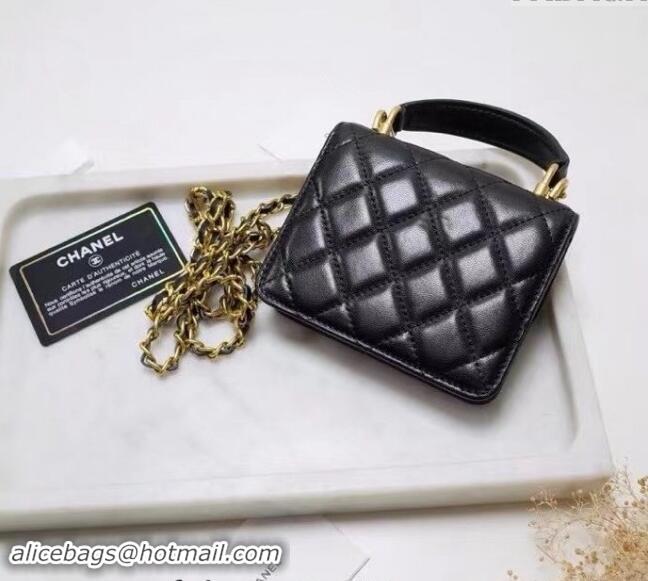 Top Grade Chanel Quilted Calfskin Clutch with Chain and Top Handle CH102210 Black 2024