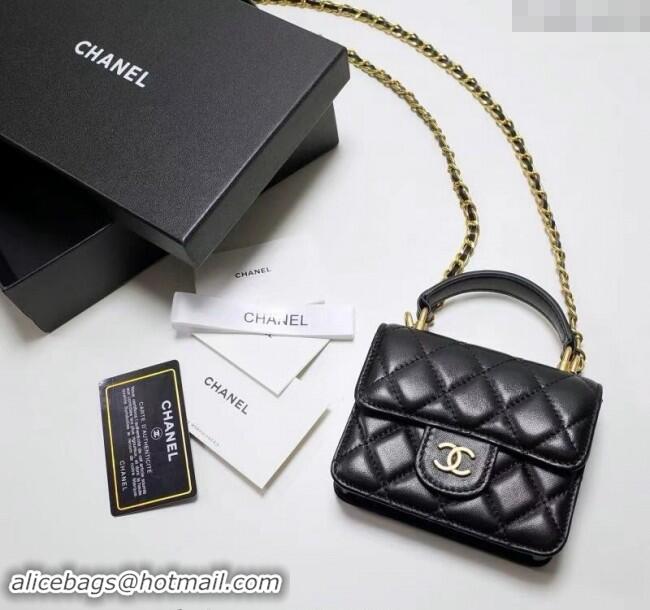 Top Grade Chanel Quilted Calfskin Clutch with Chain and Top Handle CH102210 Black 2024