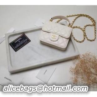 Best Product Chanel Quilted Calfskin Clutch with Chain and Top Handle CH102210 White 2024