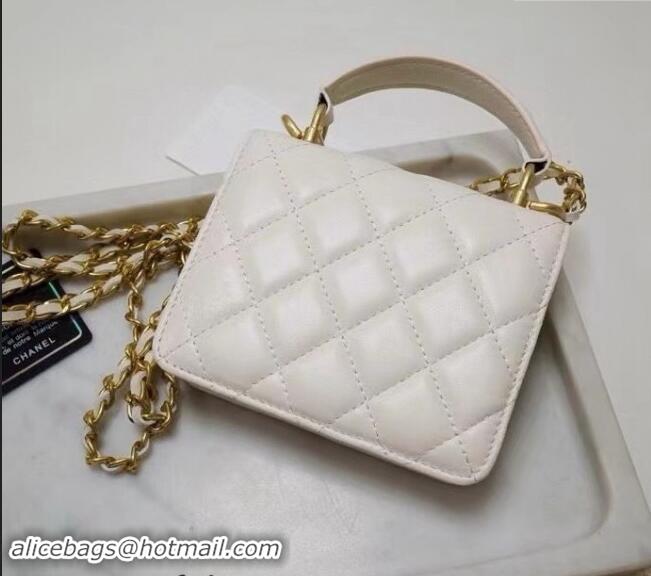 Best Product Chanel Quilted Calfskin Clutch with Chain and Top Handle CH102210 White 2024