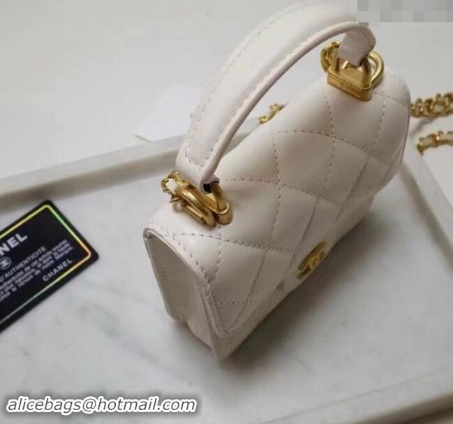 Best Product Chanel Quilted Calfskin Clutch with Chain and Top Handle CH102210 White 2024