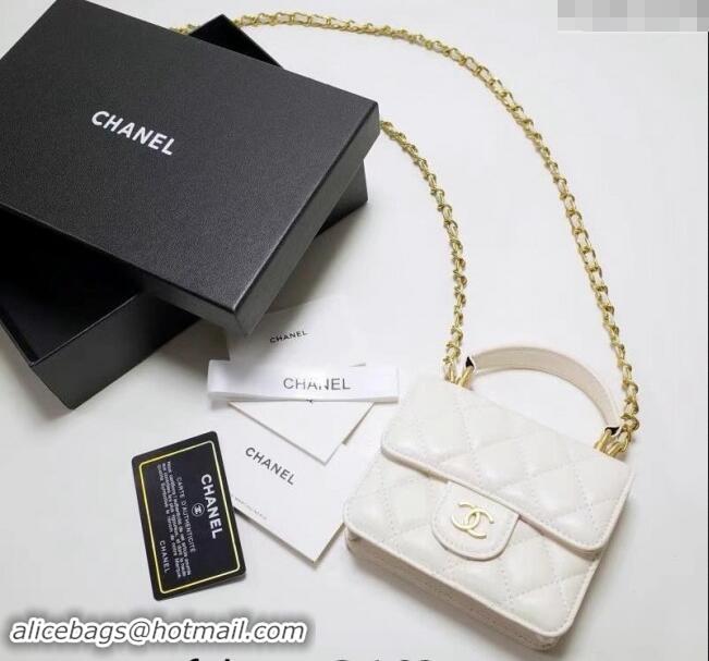 Best Product Chanel Quilted Calfskin Clutch with Chain and Top Handle CH102210 White 2024