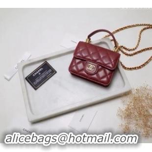 Luxury Cheap Chanel Quilted Calfskin Clutch with Chain and Top Handle CH102210 Red 2024