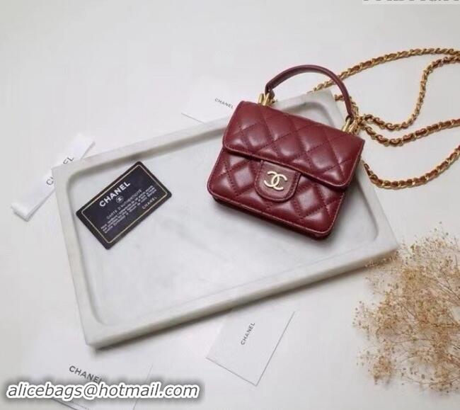 Luxury Cheap Chanel Quilted Calfskin Clutch with Chain and Top Handle CH102210 Red 2024