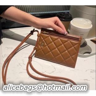 Discount Chanel Quilted Lambskin Passport Crossbody Mini Bag CH102211 Brown 2024