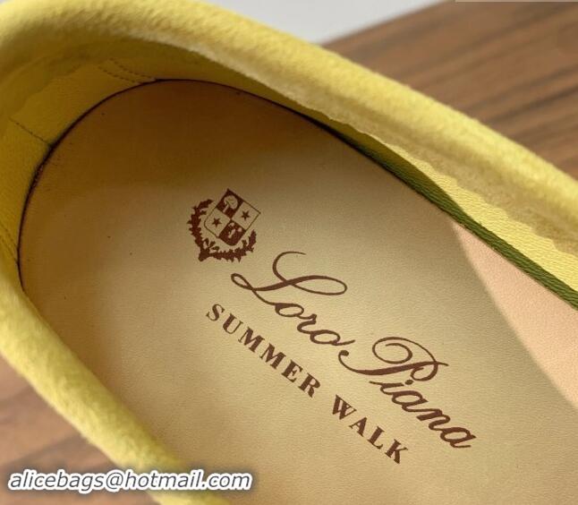 Perfect Loro Piana Suede Flat Loafers Yellow 812088