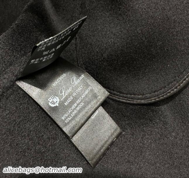 Best Cheap Loro Piana Cashmere Cape with Sheepskin Belt L101717 Black 2024