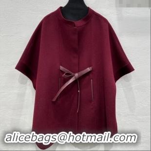 Buy Promotional Loro Piana Cashmere Cape with Sheepskin Belt L101718 Burgundy 2024