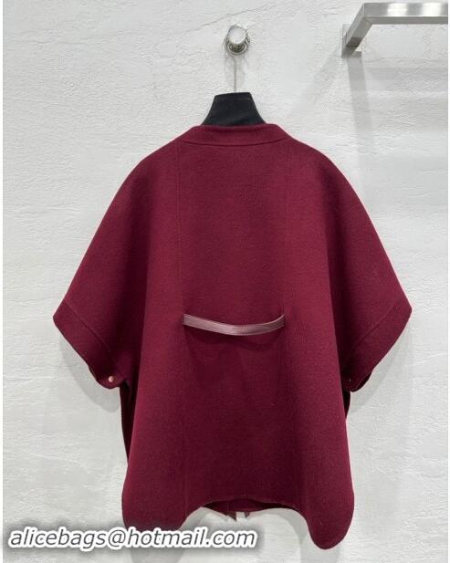 Buy Promotional Loro Piana Cashmere Cape with Sheepskin Belt L101718 Burgundy 2024