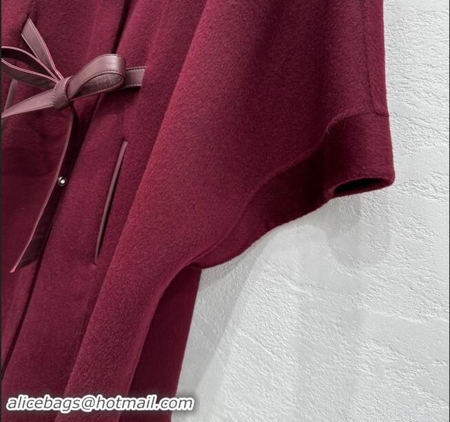 Buy Promotional Loro Piana Cashmere Cape with Sheepskin Belt L101718 Burgundy 2024