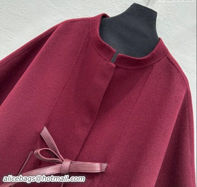 Buy Promotional Loro Piana Cashmere Cape with Sheepskin Belt L101718 Burgundy 2024