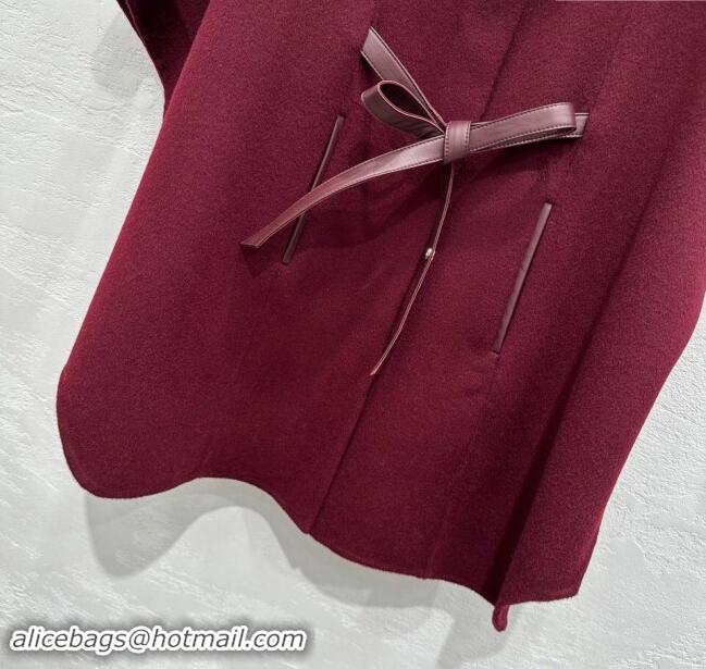 Buy Promotional Loro Piana Cashmere Cape with Sheepskin Belt L101718 Burgundy 2024