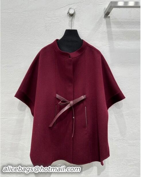 Buy Promotional Loro Piana Cashmere Cape with Sheepskin Belt L101718 Burgundy 2024