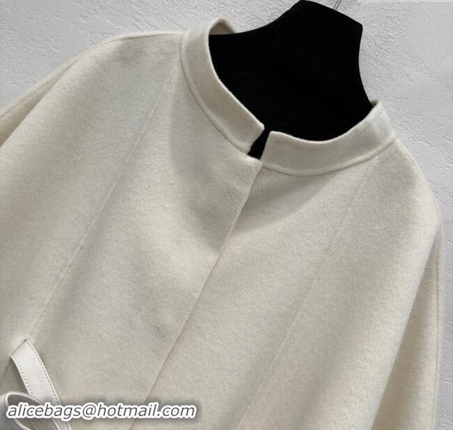 Top Quality Loro Piana Cashmere Cape with Sheepskin Belt L101719 White 2024