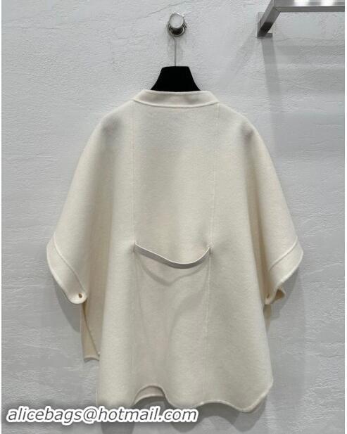 Top Quality Loro Piana Cashmere Cape with Sheepskin Belt L101719 White 2024