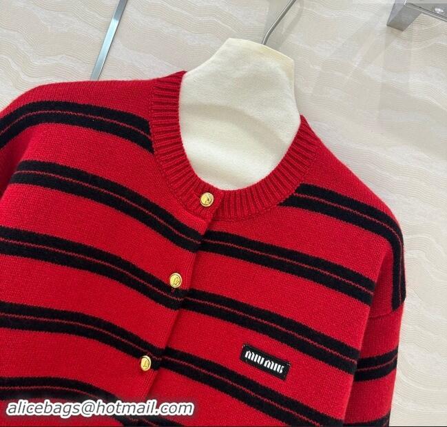 ​Top Grade Miu Miu Cashmere & Wool Cardigan M101716 Red 2024