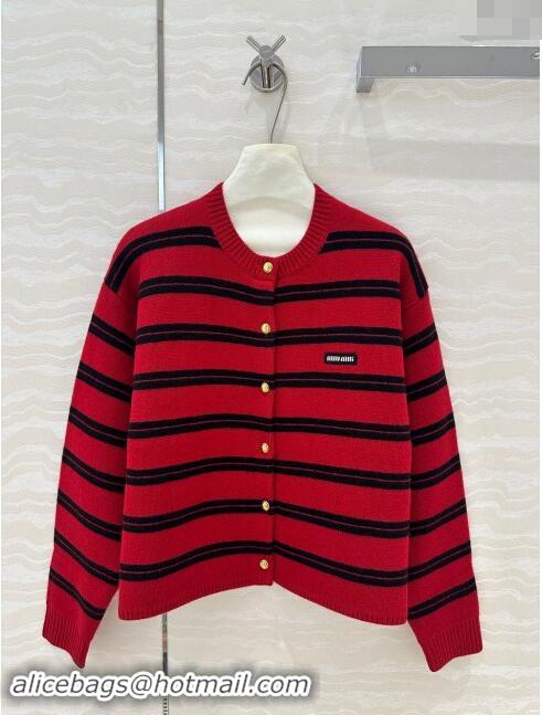 ​Top Grade Miu Miu Cashmere & Wool Cardigan M101716 Red 2024