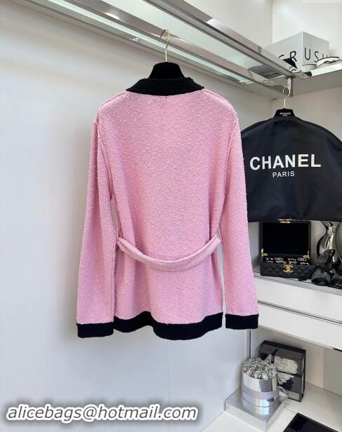 ​Top Design Chanel Wool Cardigan with Belt CH101747 Pink 2024