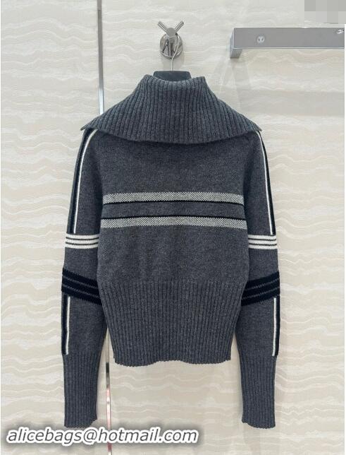 Well Crafted Dior Wool & Cashmere DiorAlps Mock Neck Sweater D101807 Gray 2024