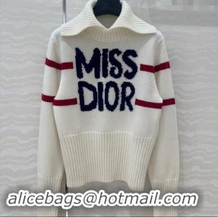 Well Crafted Dior Wool & Cashmere DiorAlps Mock Neck Sweater D101808 White 2024