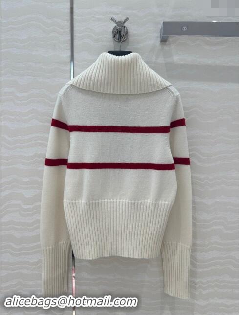 Well Crafted Dior Wool & Cashmere DiorAlps Mock Neck Sweater D101808 White 2024