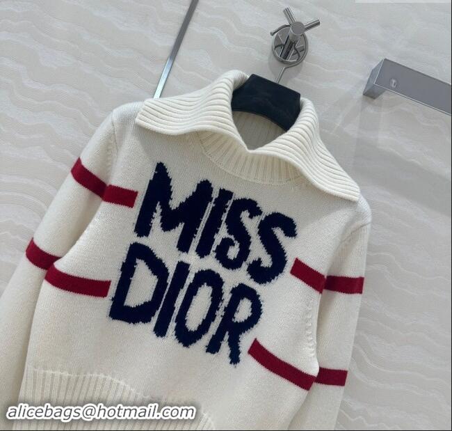 Well Crafted Dior Wool & Cashmere DiorAlps Mock Neck Sweater D101808 White 2024