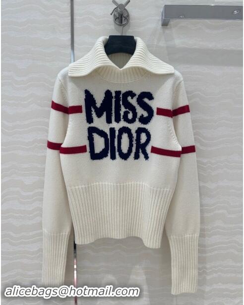 Well Crafted Dior Wool & Cashmere DiorAlps Mock Neck Sweater D101808 White 2024