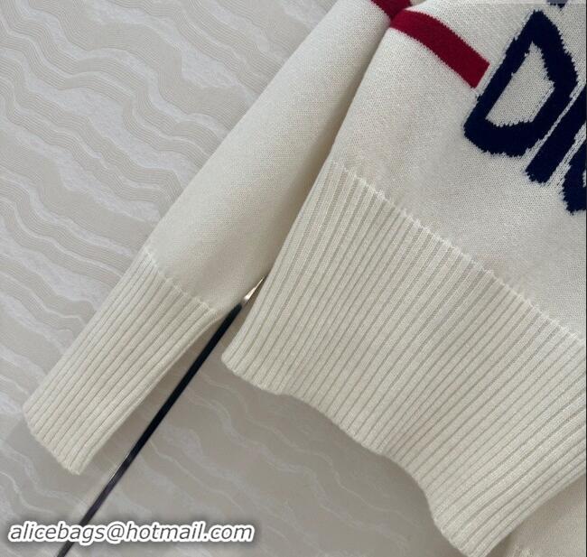 Well Crafted Dior Wool & Cashmere DiorAlps Mock Neck Sweater D101808 White 2024