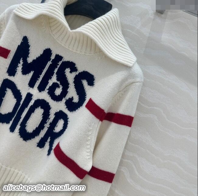 Well Crafted Dior Wool & Cashmere DiorAlps Mock Neck Sweater D101808 White 2024