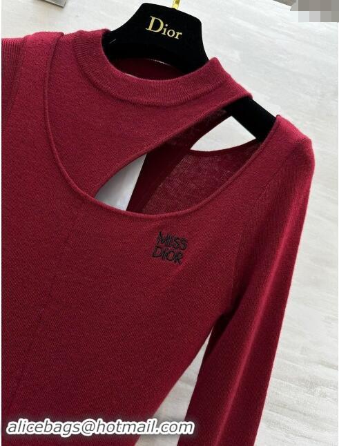 ​Top Grade Dior Miss Dior Knit Sweater D101810 Burgundy 2024