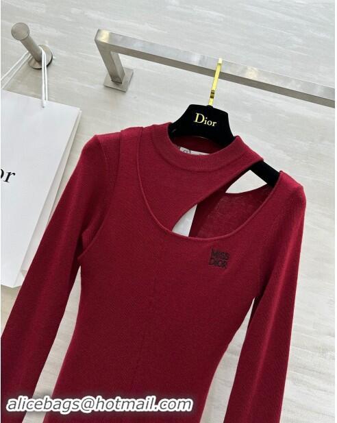 ​Top Grade Dior Miss Dior Knit Sweater D101810 Burgundy 2024