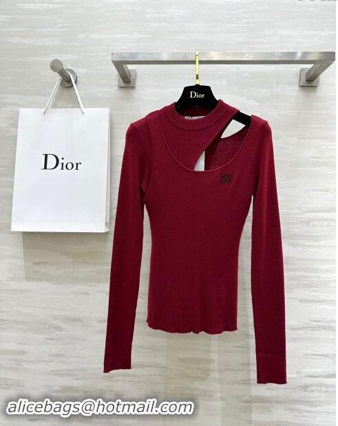 ​Top Grade Dior Miss Dior Knit Sweater D101810 Burgundy 2024