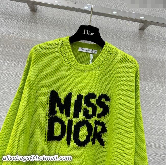 Best Price Dior Miss Dior Cashmere & Silk Oversized Sweater CH101815 Green 2024