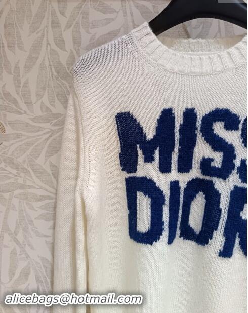 New Cheap Dior Miss Dior Cashmere & Silk Sweater CH101818 White/Blue 2024