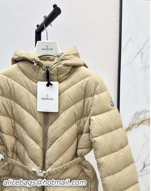 Most Popular Moncler Down Jacket with Belt B101821 Beige 2024