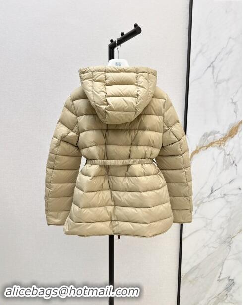 Most Popular Moncler Down Jacket with Belt B101821 Beige 2024