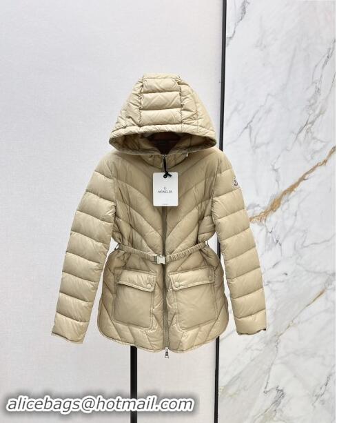 Most Popular Moncler Down Jacket with Belt B101821 Beige 2024